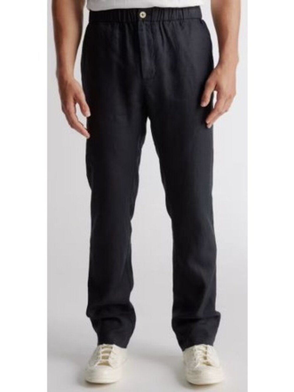 Quince Men's 100% European Linen Pants, Black, Size Medium